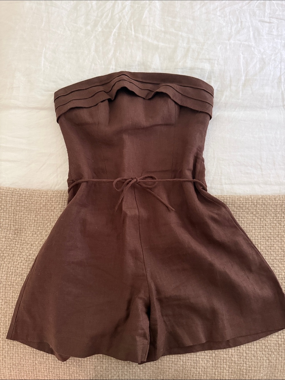 Faithfull the brand women’s  Strapless Brown One-Piece Romper